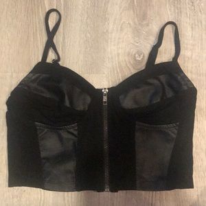 Black Faux Leather Bralette Crop